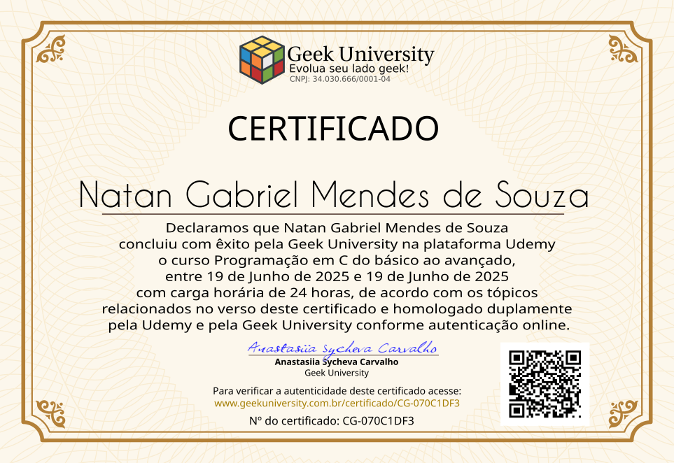 Certificado Geek University