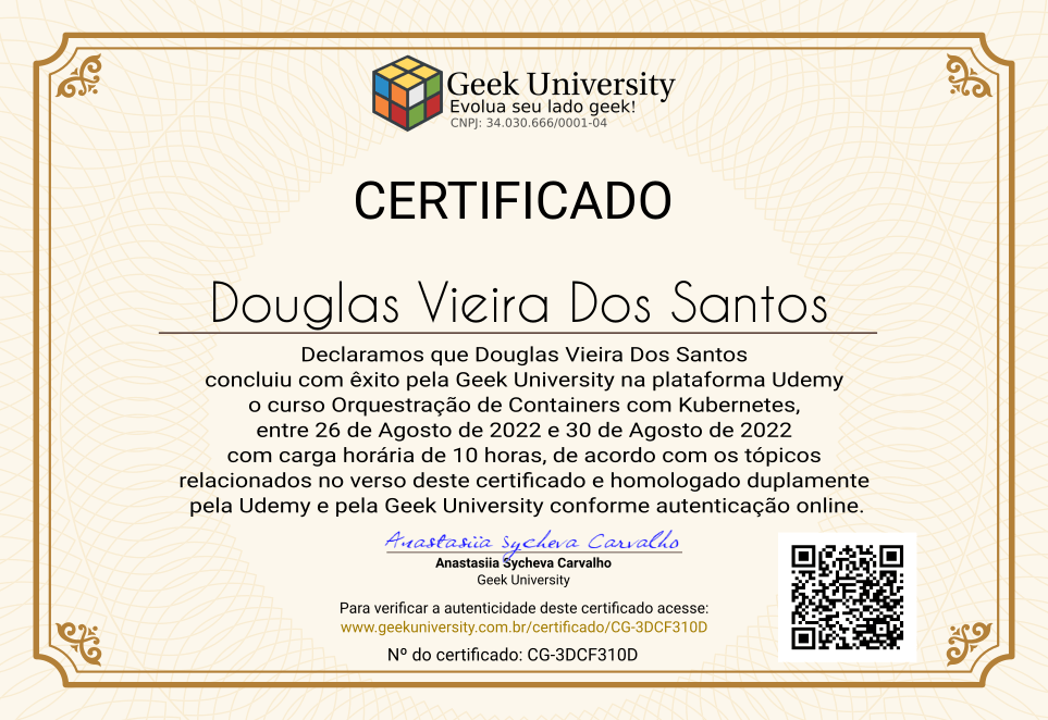 Certificado Geek University