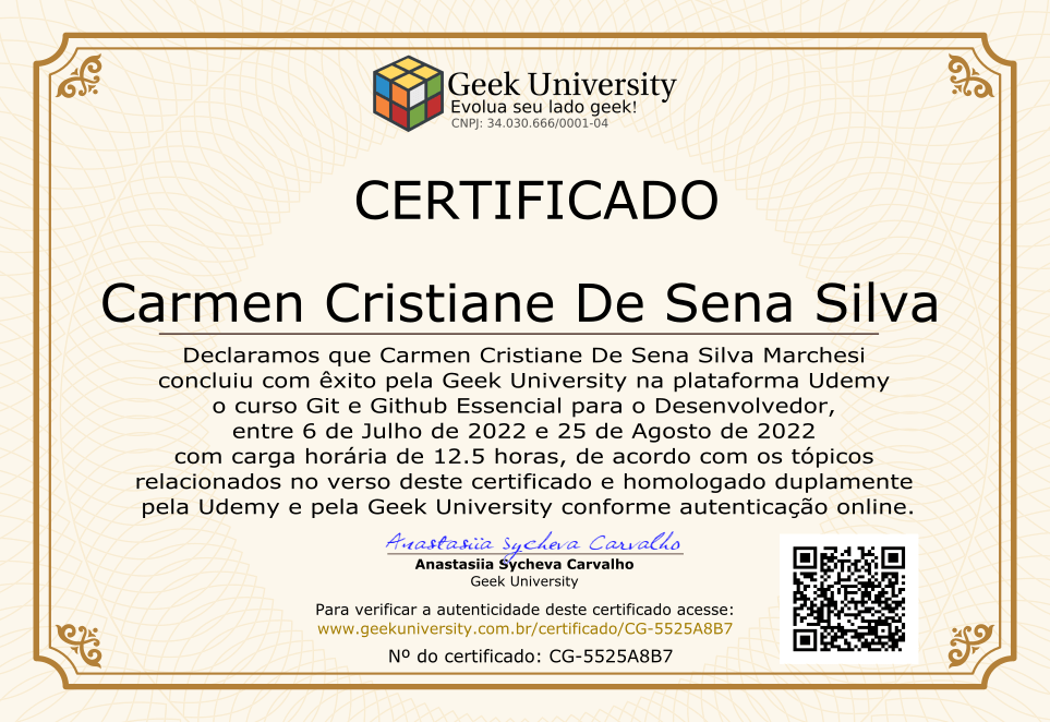 Certificado Geek University