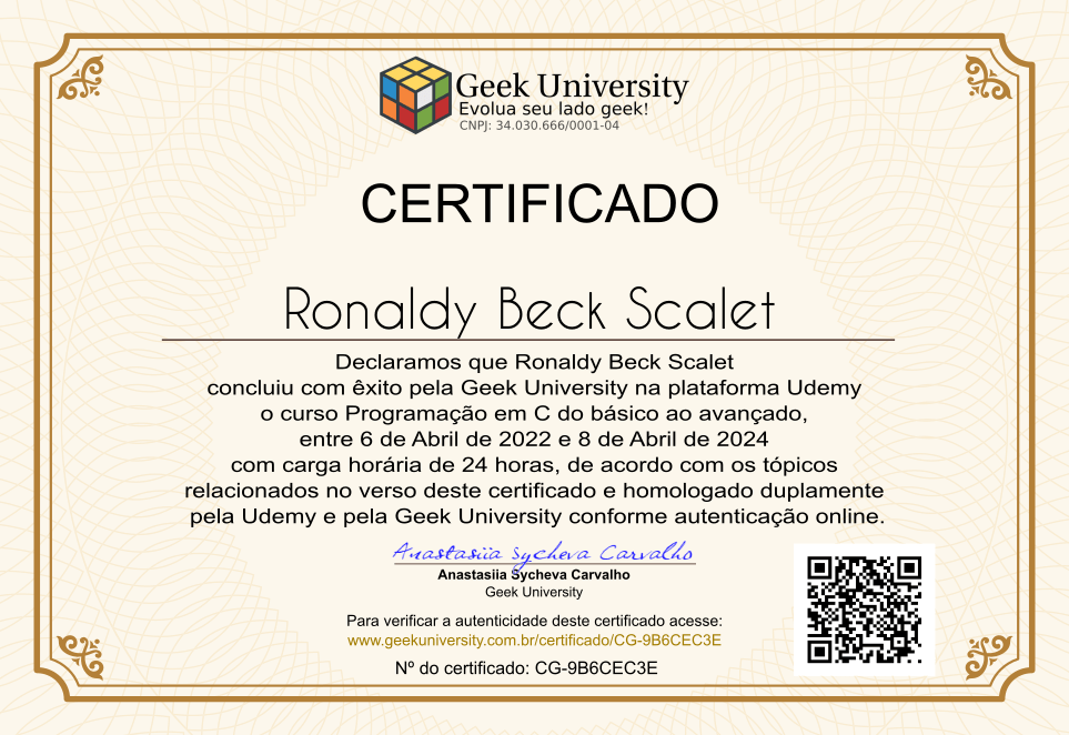 Certificado Geek University