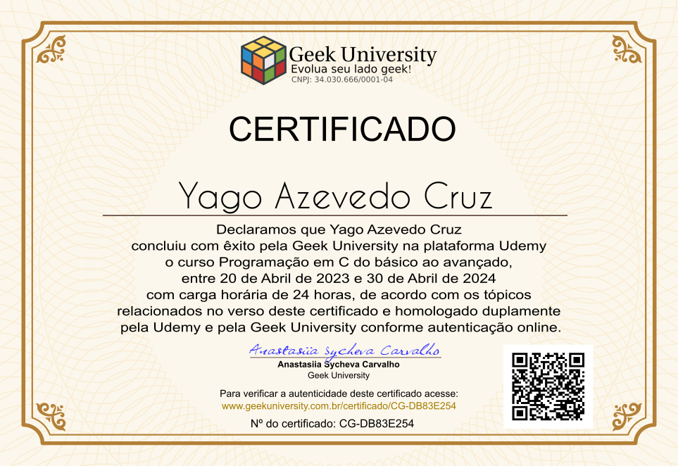 Certificado Geek University
